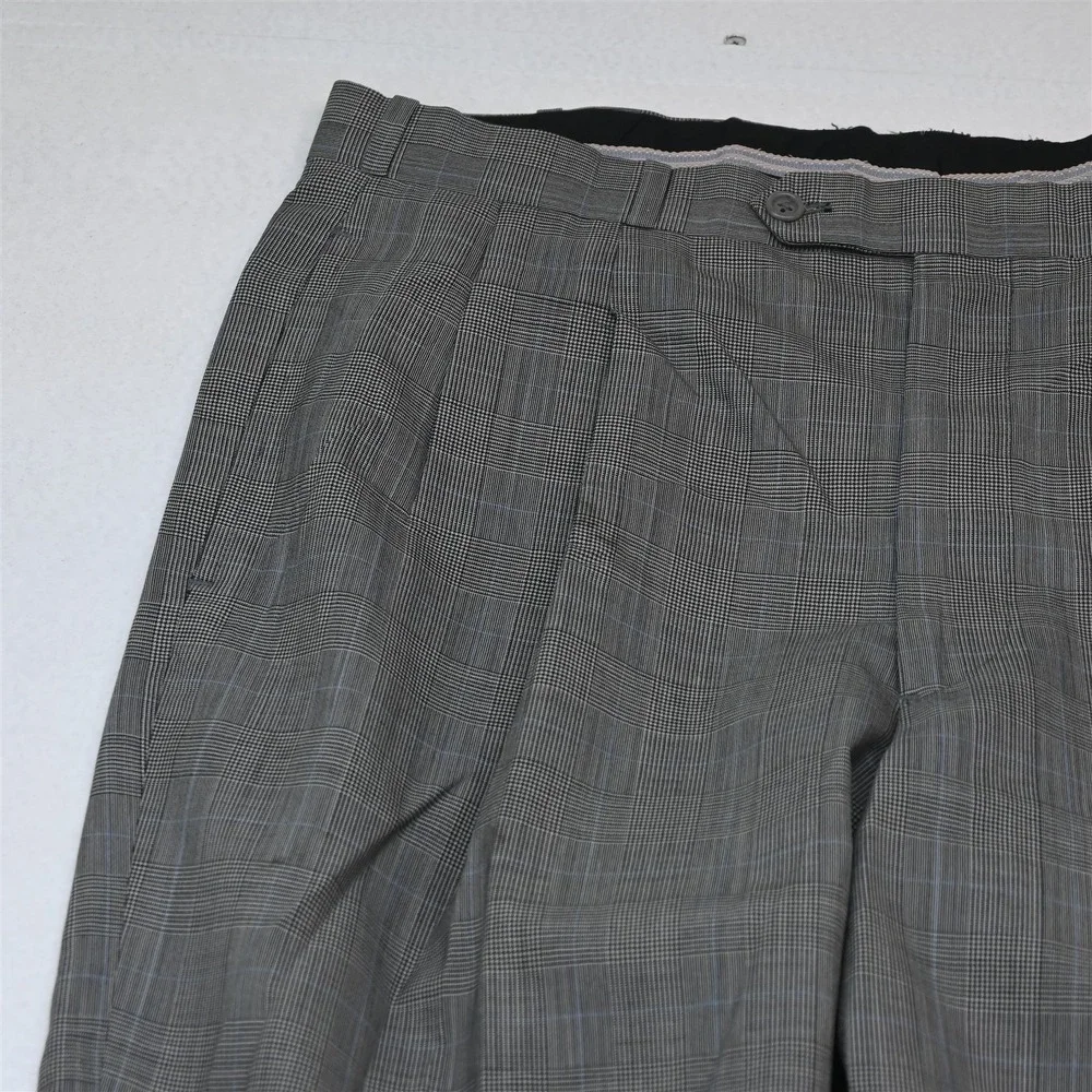 Bespoke 42R 38x32 Gray Prince of Wales Glenn Check Wool Mens Jacket Pants Suit